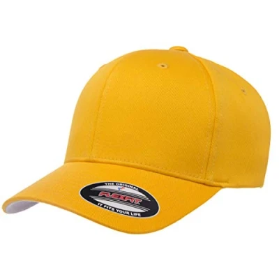 Image of Flexfit Men&#039;s Athletic Baseball Fitted Cap, Gold, S M