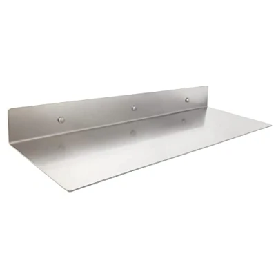 Image of EADOT Brushed Nickel Stainless Steel Floating Shelves Wall Mounted Metal Shelf (24 inch x 8 inch) Heavy Duty Picture/Photo/Plant Display Ledge, Linear Modern Farmhouse (EFS8206N)
