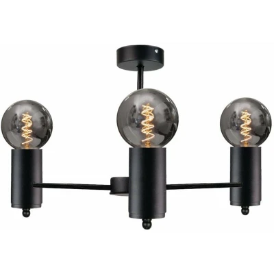 Image of Arde Multi Arm Semi Flush Ceiling Light Black, 60cm, 3x E27