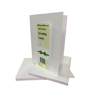Image of House of Card &amp; Paper 5 x 7 Inch Straight Edged Greeting Card/Envelope White (Pack 25)