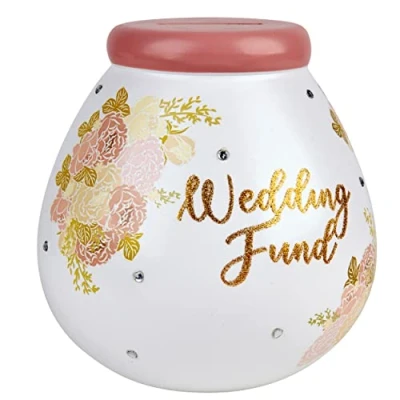 Image of Pot of Dreams Dimantes Wedding Fund Ceramic Home Decor Adults Kids One Size Money Bank, Multi