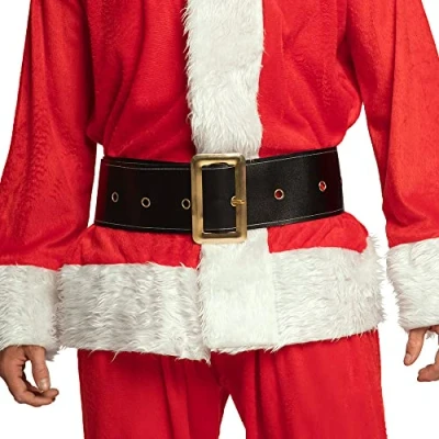 Image of Boland Santa Belt with Buckle, 150cm, Christmas Fancy Dress Accessory, Claus Up, Father Christmas, Xmas, Adult, Black/Gold (150cm)