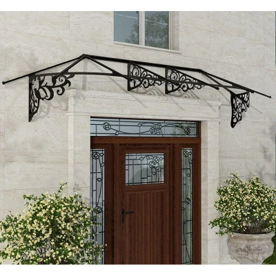 Image of 10â6 x 2â11 Palram Canopia Lily 3100 Black Clear Large Door Canopy (3.19m 0.88m)