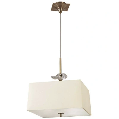 Image of Akira Square Pendant 4 Light E27, Antique Brass With Cream Shade