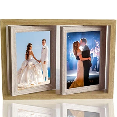 Image of Double Sided Rotate Photo Frame,Wooden Frame,Holds 4 Photos 6x4,Wedding Frame