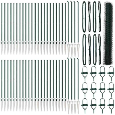 Image of vidaXL Hexagon Fence Green 1,4x100 m Steel