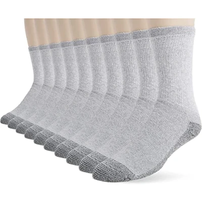 Image of Fruit of the Loom Men&#039;s 10 Pair Everyday Work Gear Tube Socks Casual, Grey, One Size (Pack 10)