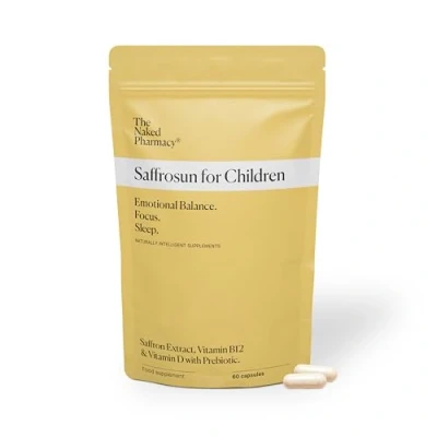 Image of The Naked Pharmacy Saffrosun for Children Promotes Sleep &amp; Emotional Balance Natural Saffron Supplements with Vitamins D3 B12 High Strength No Additives Vegan 60 Capsules