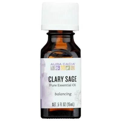 Image of Aura Cacia, 100% Pure Essential Oils, Clary Sage, Balancing, .5 fl oz (15 ml)