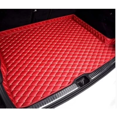 Image of WEIQQI Car Leather Boot Mats for NISSAN Juke 2014 2024, Liner Protector Waterproof Anti Scratch Trunk Pad Cargo Tray Liners,Red/D