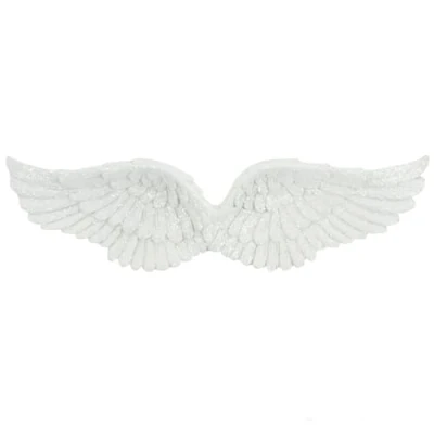 Image of Stunning White Resin Glitter Hanging Angel Wings 7cm x 28cm (1 Pc.) Elegant &amp; Unique Design, Great Gift or Personal Keepsake Perfect Home Decor