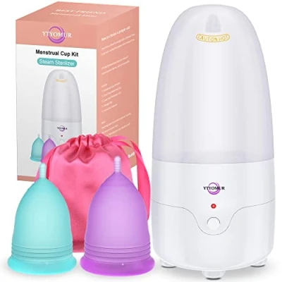Image of YTYOMUR Menstrual Cup Steamer Sterilizer with 2 Reusable Cups, Period Cups Cleaner Wash Kit