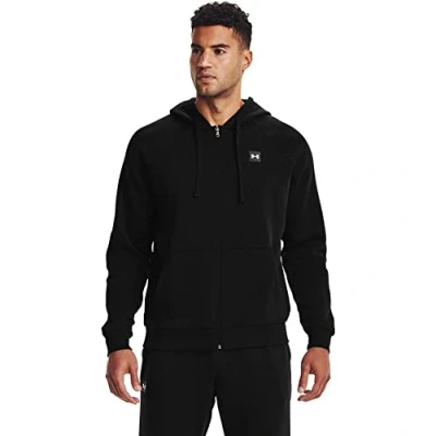 Image of Under Armour men RIVAL FLEECE FZ HOODIE, Men’s running hoodie with loose fit, comfortable and warm hooded jumper for