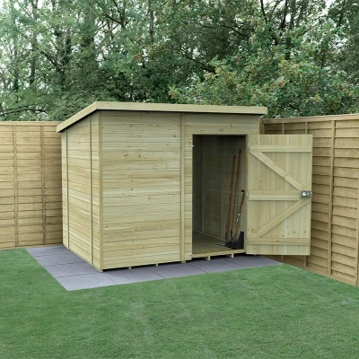 Image of 8&#039; x 6&#039; Forest Timberdale 25yr Guarantee Tongue &amp; Groove Pressure Treated Windowless Pent Shed (2.5m 2.02m)