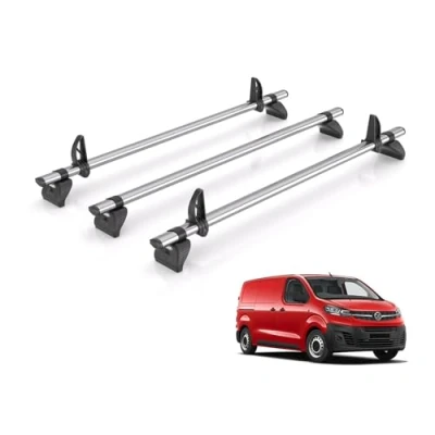 Image of Rhino Roof Rack for Vauxhall Vivaro 2019+ [Vauxhall 2019+] 3 Bars + Loadstops JC3FL/KLS2