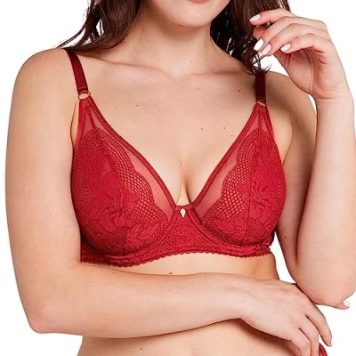 Image of Sans Complexe Women&#039;s Charmante Demi Bra, Rouge Grenat, 40D