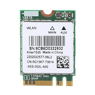 Image of Gaming Wireless Network Card, for Killer AC 1535 Dual Band (2.4 GHz and 5 GHz) 802.11ac NGFF M.2 867Mbps Bluetooth 4.1 Card