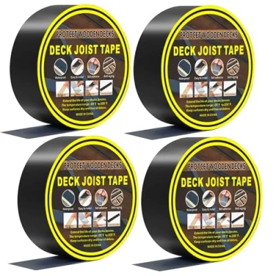 Image of Kingsea 4 Pack 2 x 50&#039; Deck Joist Butyl Tape, Tape for Decking, Waterproof Flashing Beams, Self Adhesive Joists Beams Wood