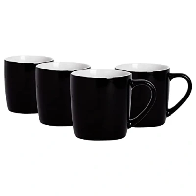Image of 4x Black 350ml Coloured Coffee Mugs By Argon Tableware