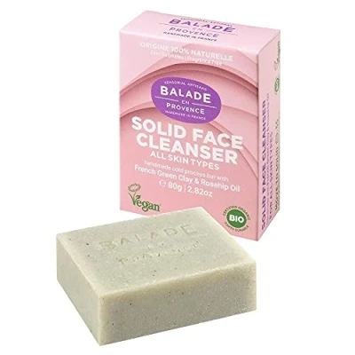 Image of Balade en Provence, Solid Facial Cleanser 80 G. Certified Organic by Bio Earth Durable and Vegan Society. Free Fragrance, Handmade in France, 100% Natural, Cruelty Free.