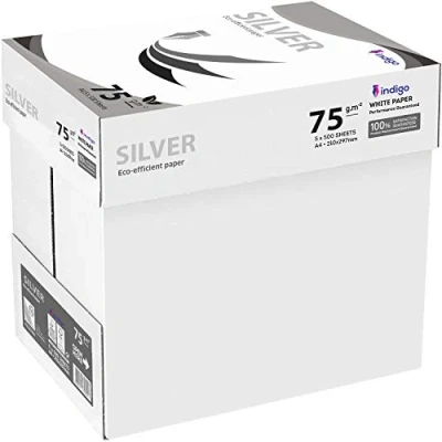 Image of indigo BOX of A4 paper Office White Printer Copier 5 Reams 500 (75 80gsm) Multifunction laser inkjet (1 Boxes (5 Reams))