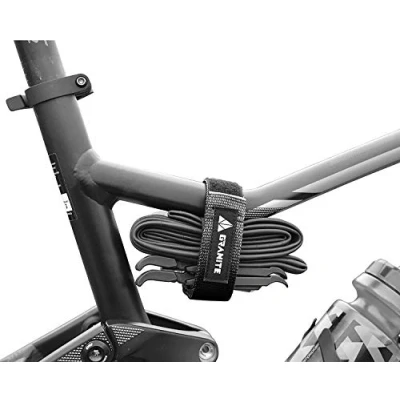 Image of Granite Rockband MTB Frame Carrier Strap for Inner Tubes and Bike Tool Kit, Storage Solution Attaching Extra Gear on Your Mountain Bike, BMX Road Gravel (Black)