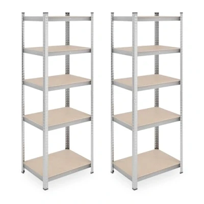 Image of Relaxdays Heavy Duty Unit, Set of 2, 5 Shelves, 180 x 60 45 cm, 500 kg, Garage &amp; Warehouse, Steel, Silver
