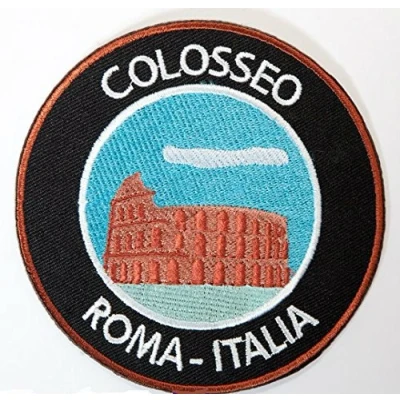 Image of Colosseum Rome Italy Patch 9cm Colosseo Roma Italia Embroidered Iron on Badge Temples Applique Travel Souvenir DIY Bag Backpack T shirt Jacket Luggage