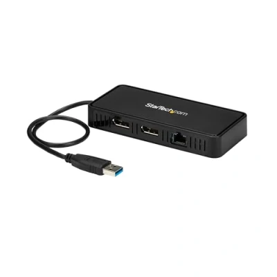Image of StarTech.com USB 3.0 Mini Dock Dual Monitor A Docking Station with DisplayPort 4K 60Hz Video &amp; Gigabit Ethernet 1ft (30cm) cable Portable 3.1 Gen 1 Type Laptop Adapter (USBA2DPGB)