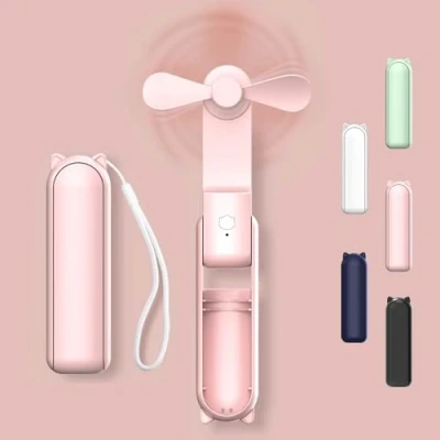 Image of Handheld Fan Rechargeable Portable Travel Hand Foldable Small Pocket Mini Fan, Personal Desk With Power Bank, Usb Quiet Pockets for Women Makeup