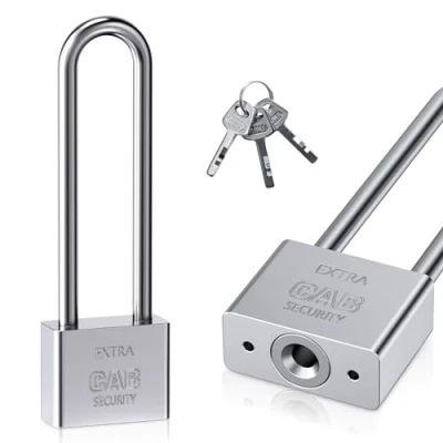 Image of Lengthened Padlock with 3 Keys, 40mm Long Shackle High Security Locker Heavy Duty Keys Lock for Warehouses Container Doors Garage Shed Gates Bicycle
