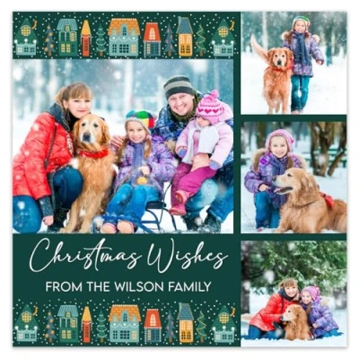 Image of Paper Themes Personalised Photo Upload Christmas Card Packs (Christmas Houses 12pk)