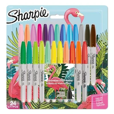 Image of Sharpie Permanent Markers Fine Point Flamingo &amp; Assorted Original Colours 24 Marker Pens