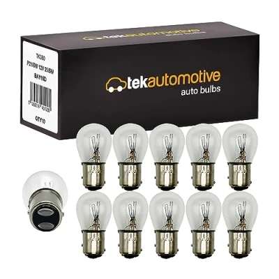 Image of Tek Automotive P21/5W Bulb, Car Light Bulbs, Brake 380 Stop and Tail Bulbs 12V 21/5W BAY15D Box of 10