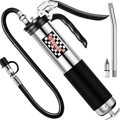 Image of Motovecor Bravex Heavy Duty Professional Pistol Grip Grease Gun 6000 PSI with 18 Inch Flex Hose (14 14.5 oz/400cc)