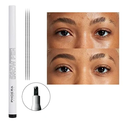 Image of AQUAPURITY PHOERA Triple Tipped Brow Microblading Pen Eyebrow Smudge Proof Long Lasting Waterproof Tattoo Pencil Fine Sketch Liquid Eye (204 Black)