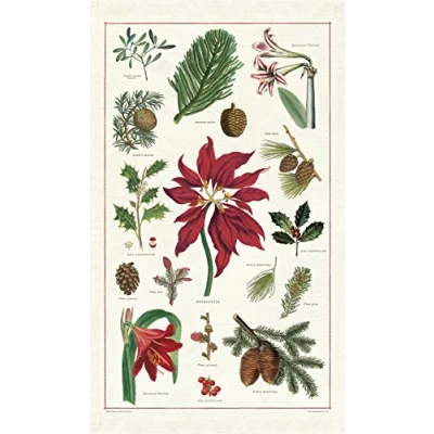 Image of Cavallini Papers &amp; Co. Vintage Christmas Botanica Cotton Tea Towel
