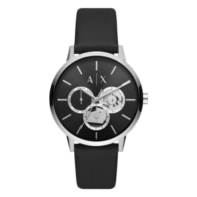 Image of Armani Exchange Watch for Men, Quartz Movement, 42 mm Black Stainless Steel Case with a Leather Strap, AX2745