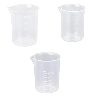 Image of 50 150 250ml Transparent Plastic Lab Measuring Cup 3pcs Tool
