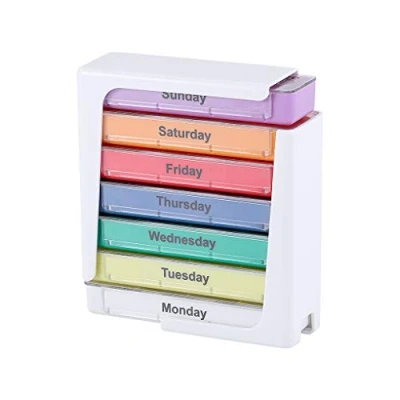 Image of Pill Organiser, Box Organiser 4 Times a Day, Weekly 7 Day with 28 Compartments for Vitamin Supplement Medication, Travel Portable Medicine Container Kid Men Women Elderly