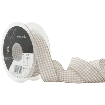 Image of Berisfords 25 mm Gingham Ribbon, Steel