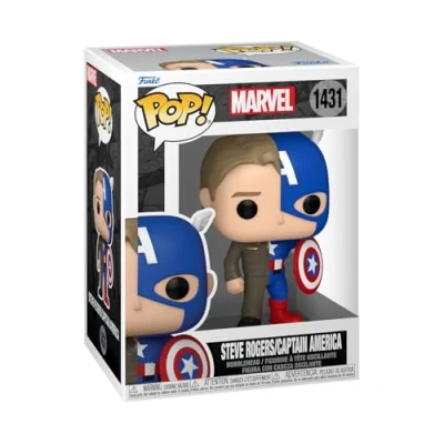 Image of Funko Pop! Marvel: Split Captain America A/Steve R Marvel Comics Collectable Vinyl Figure Gift Idea Official Merchandise Toys for Kids &amp; Adults Comic Books Fans