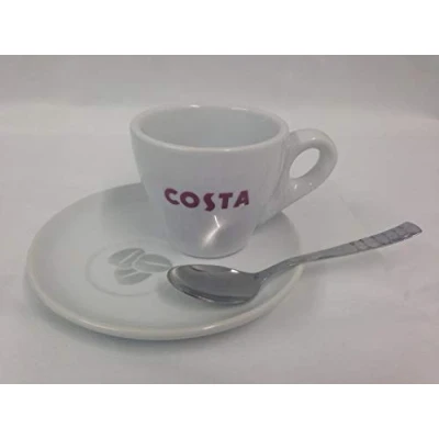 Image of Costa Coffee Espresso Cup with Saucer and Spoon Double 170ml