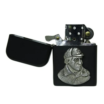 Image of Awesome Gifts Matte black Sherlock Holmes petrol lighter