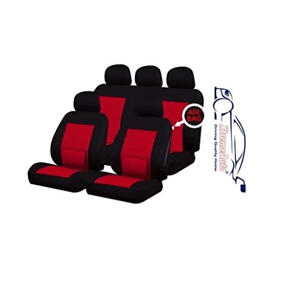 Image of XtremeAuto® Universal Fit Camden Full Set of Red/Black Car Seat Covers Type 28 Sticker