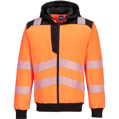 Image of Portwest PW3 Hi Vis Zip Hoodie Orange/Black 4XL