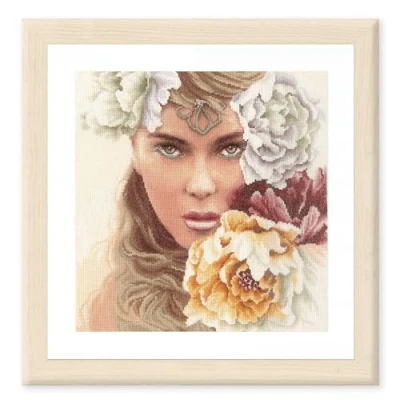 Image of Lanarte Counted Cross Stitch Kit: Enchanting Eyes, Cotton, NA, 32 x 34cm