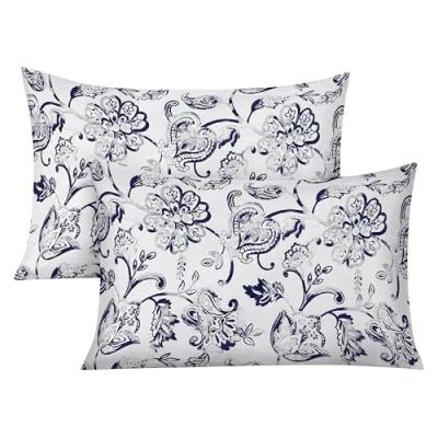 Image of RAYBedding 2 Pack Pillowcase 100% Egyptian Cotton Pillow Covers 400 Thread Count Floral Printed Vintage Cases