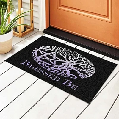 Image of 494 Outdoor Door Mat 40X60cm Triple Moon Witch Goddess Wicca Pentacle Entrance Super Absorbent Floor Machine Washable Doormat For Patio, Hallway, Garden