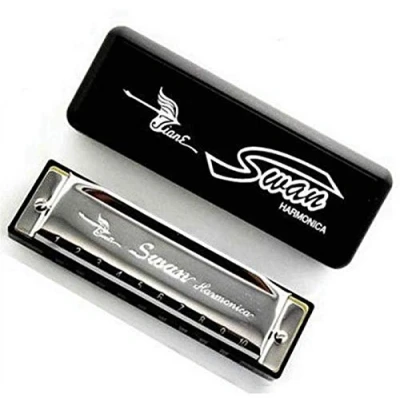 Image of KAV 10 Hole 20 Tone Diatonic Harmonica Key of C with Hard Plastic Case Perfect for Beginners, Students, and Kids Smooth Surface Crispy Blues, Folk, Pop Music